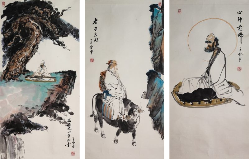 金申作品 儒释道三绝 纸本